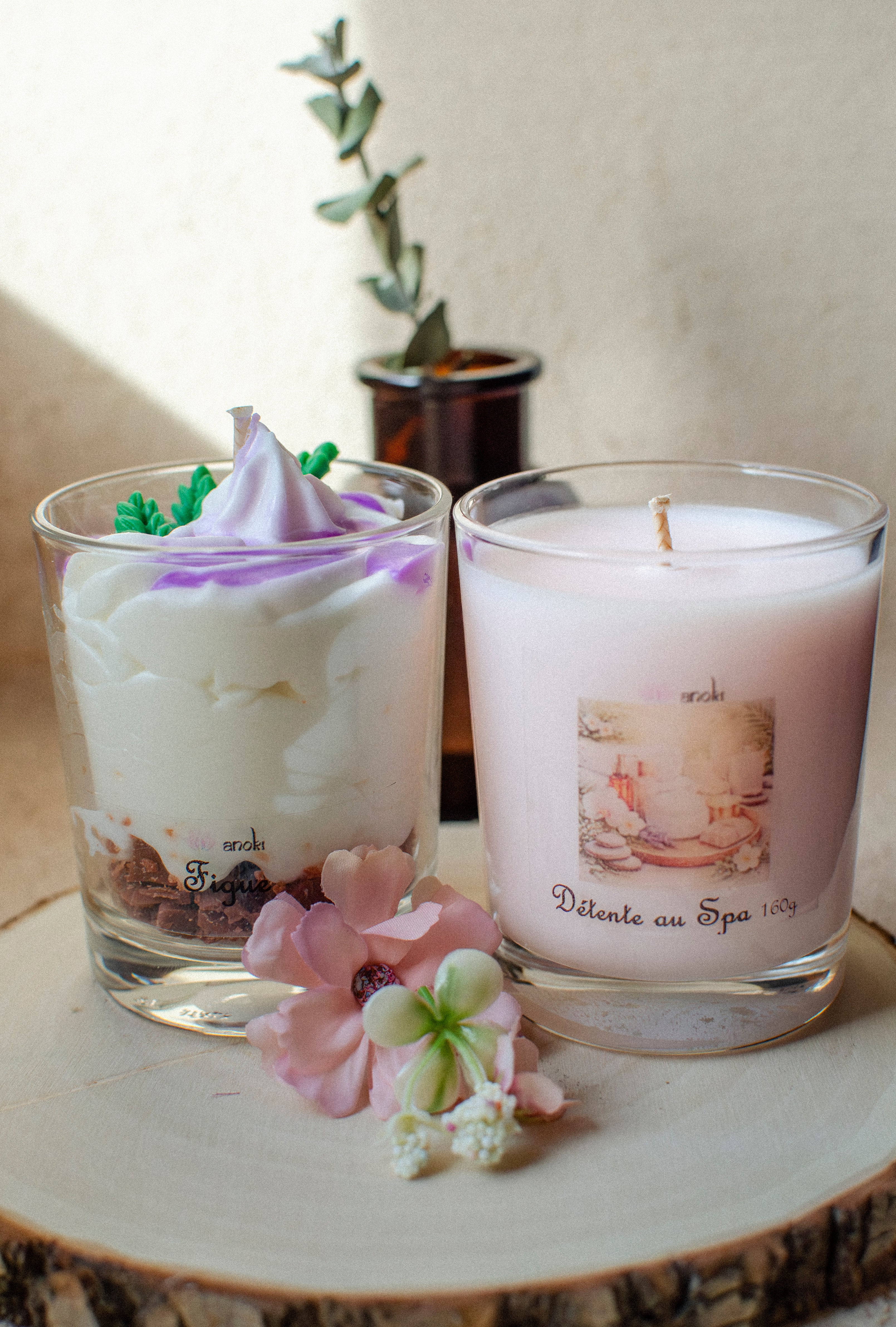 Lot de 2 bougies une gourmande + une classique parfums au choix