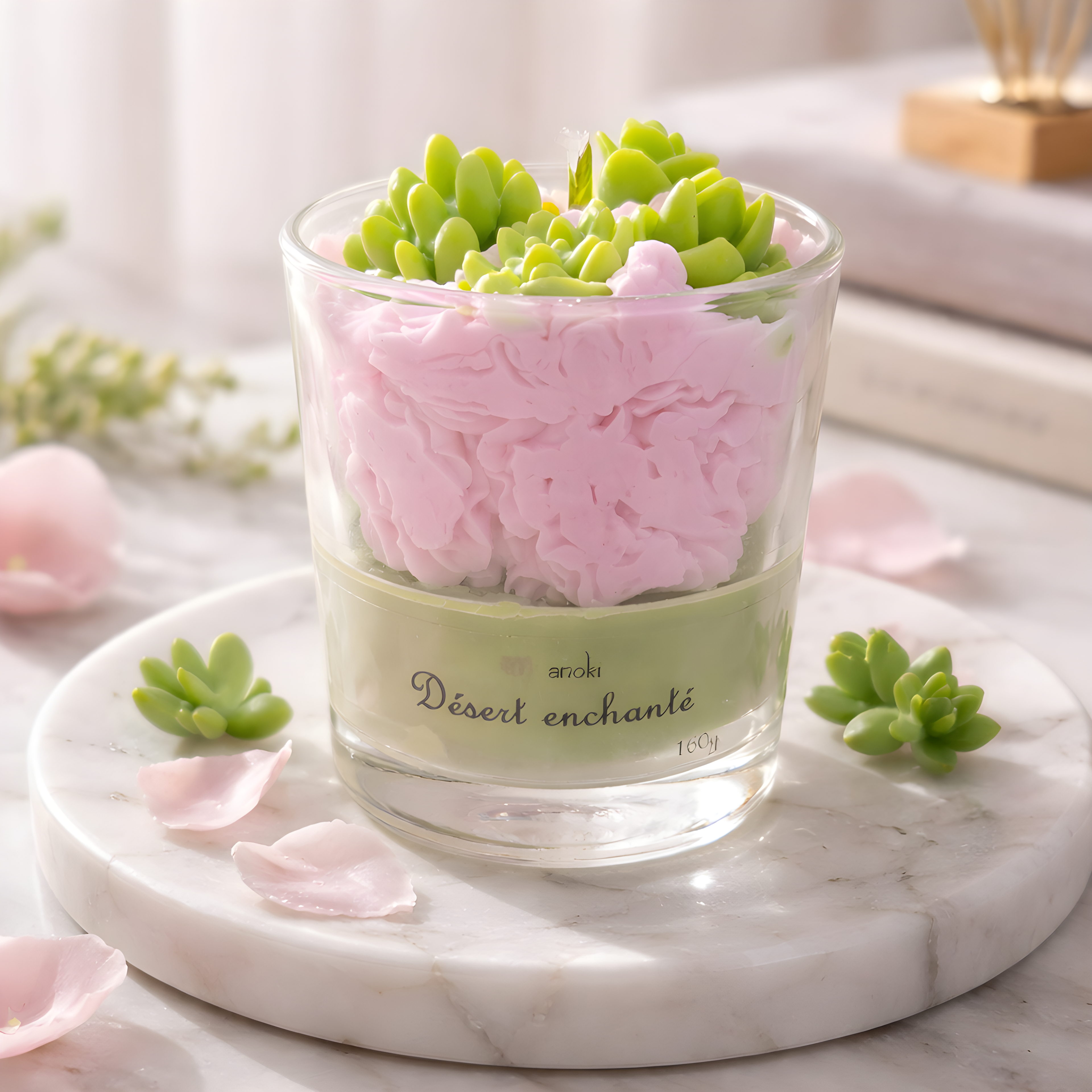 bougie gourmande en cire végétale parfum frais du printemps. Fabriqué à la main en corrèze par Anoki