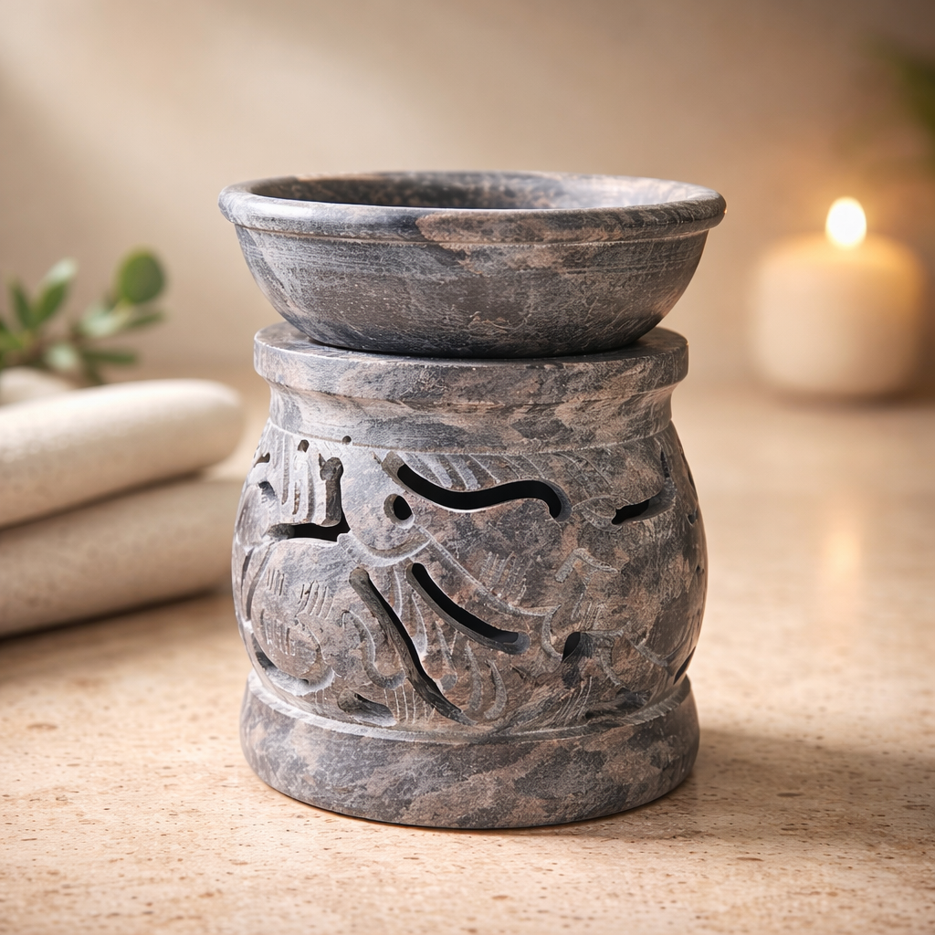 Brûle-parfum stéatite éléphant