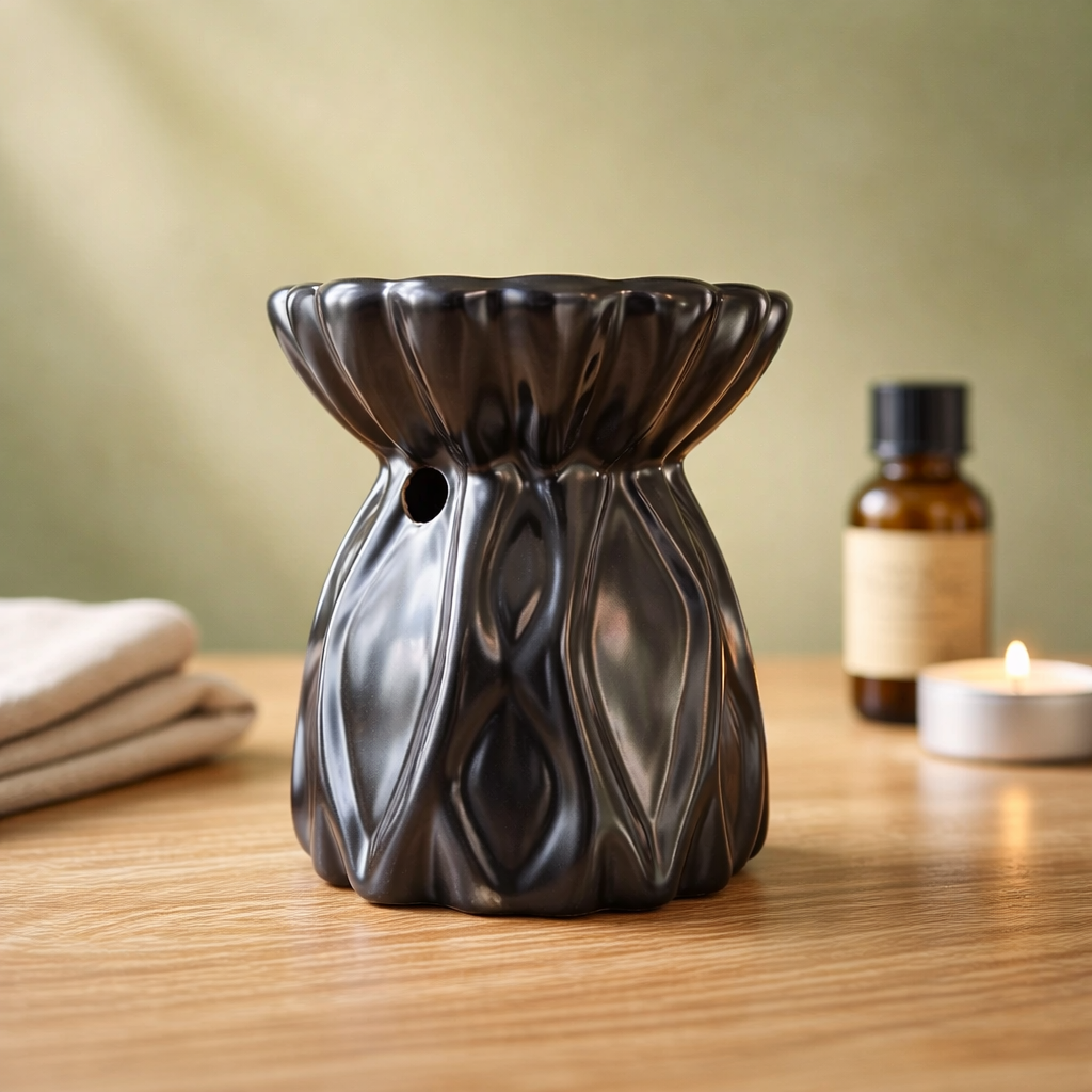 Brûle-parfum géométrique noir