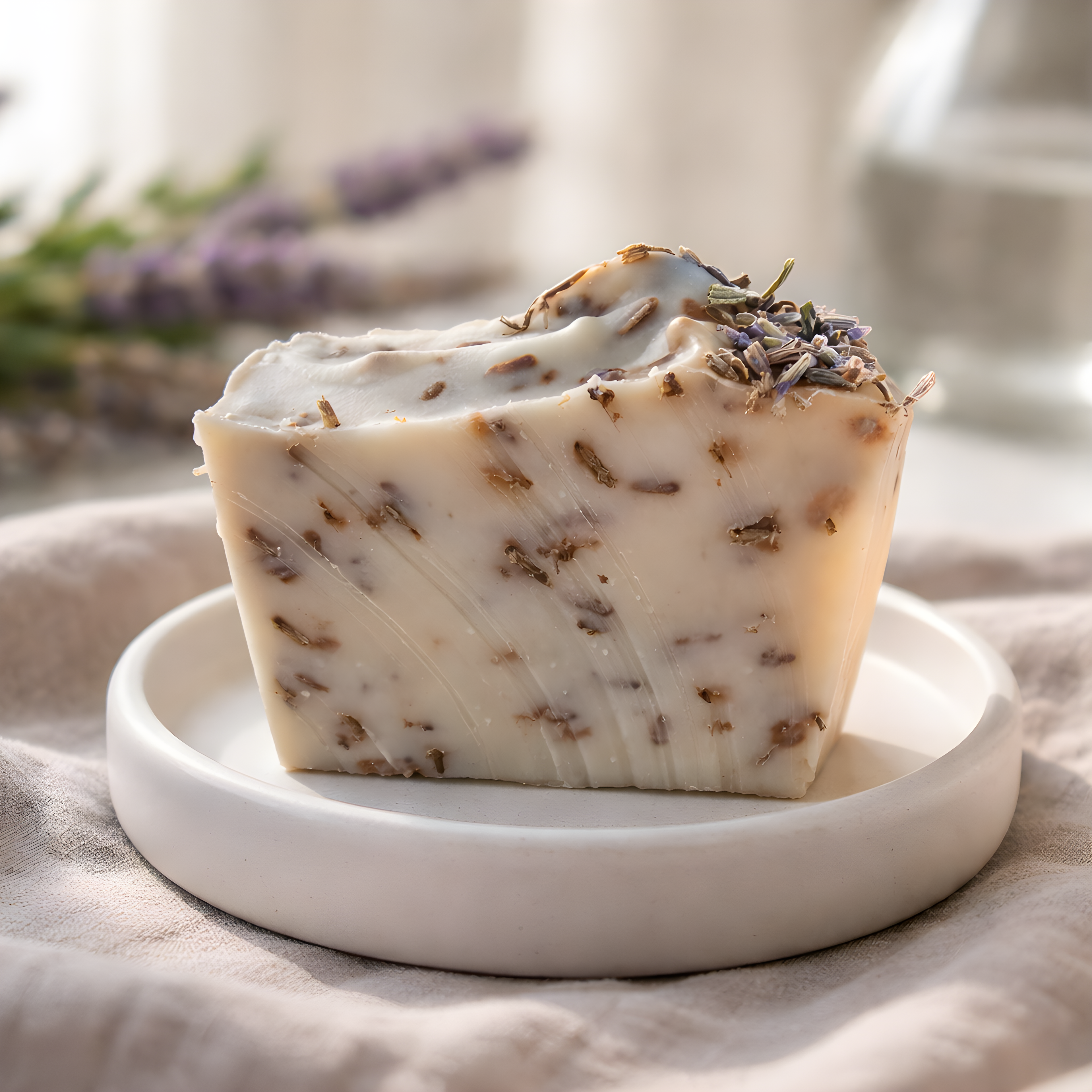 savon végétal saponifié à froid à l'huile essentielle de lavande fait main par anoki en corrèze